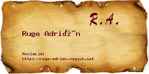 Ruge Adrián névjegykártya